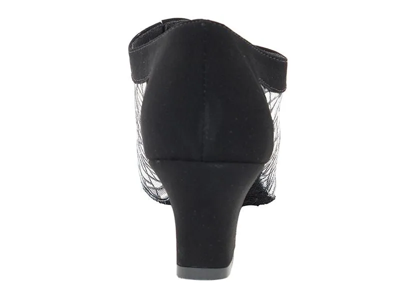 Classic Black Nubuck & Black & Silver Mesh Practice Dance Shoe