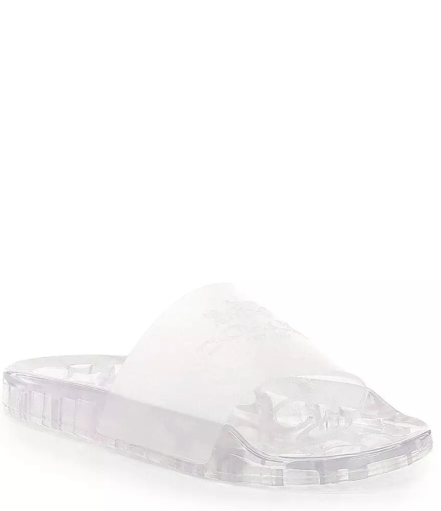 COACH Women's Ulyssa Water-Resistant Jelly Pool Slides Clear