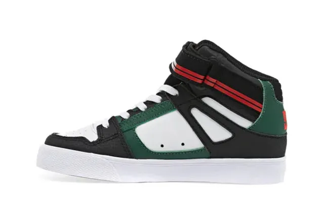 DC High Top EV Black/White/ Green Shoes: Size 10 to 7