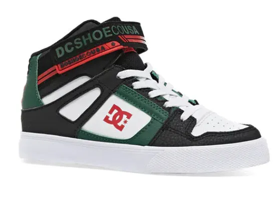 DC High Top EV Black/White/ Green Shoes: Size 10 to 7