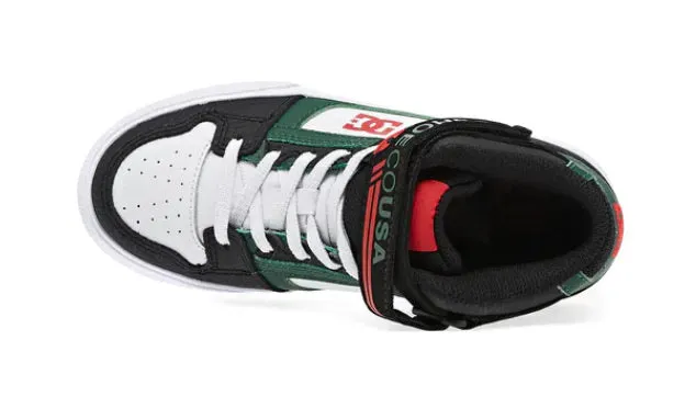 DC High Top EV Black/White/ Green Shoes: Size 10 to 7