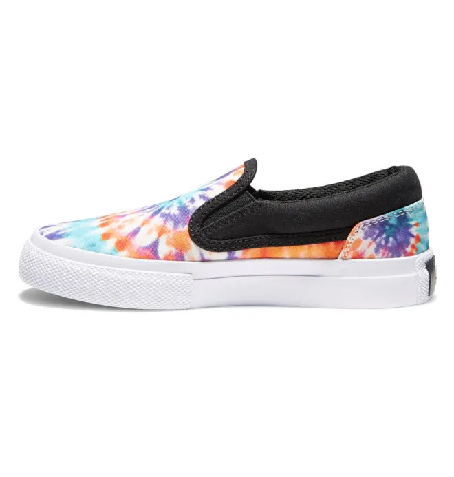 DC Kids Manual Slip On Shoes Primary Tie Dye