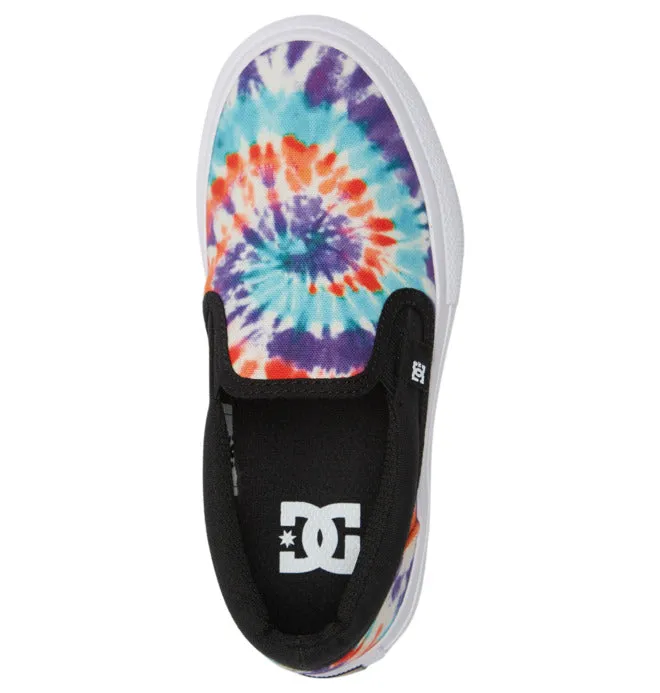 DC Kids Manual Slip On Shoes Primary Tie Dye