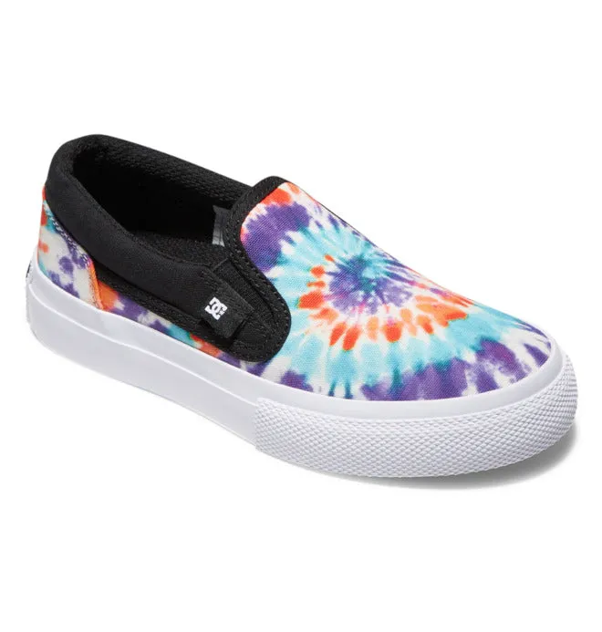 DC Kids Manual Slip On Shoes Primary Tie Dye