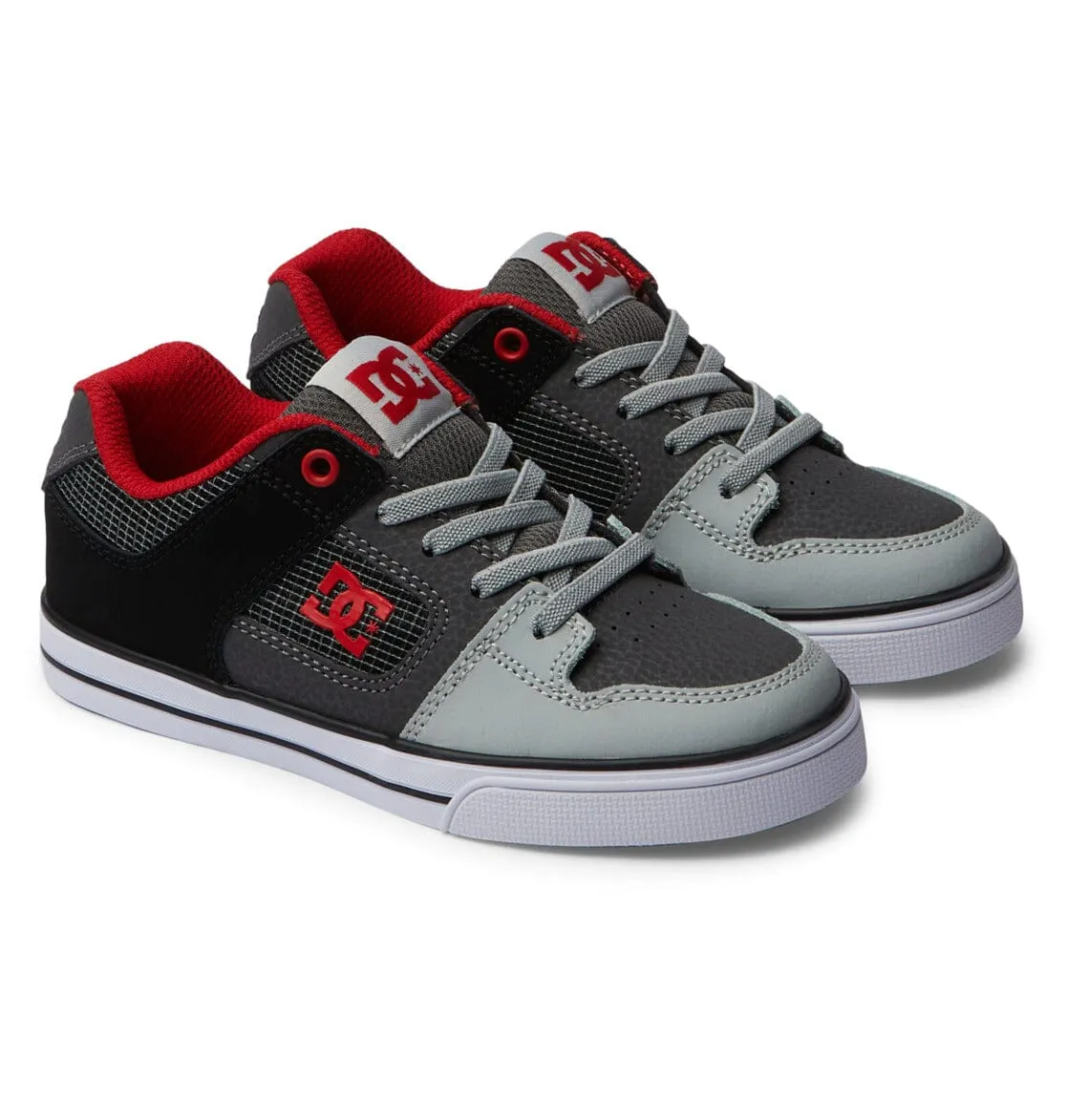 DC Youth Pure Elastic Lace Shoes Red/Heather Grey