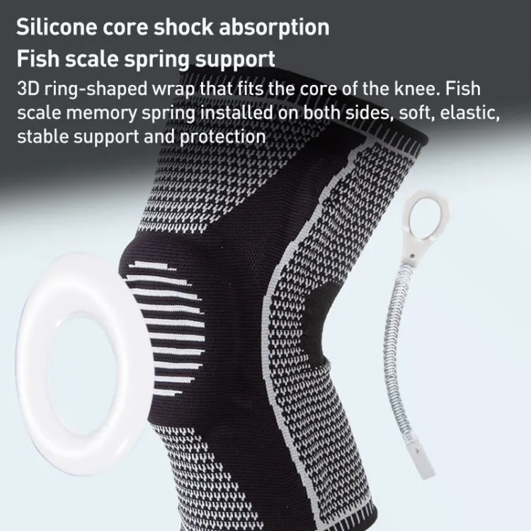 Dual Spring Support Silicone Sports Brace Fitness Protective Pads, Specification:M Size(Black Grey)