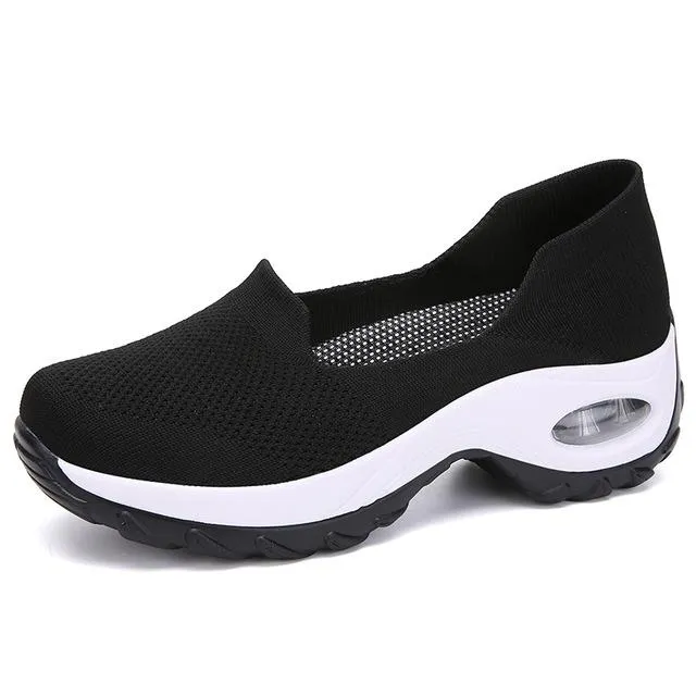 EOFK Women Sneakers Slip-On Spring Summer Cushioning Sports Shoes for Female Wine Red Comfortable Women's Loafers Flats