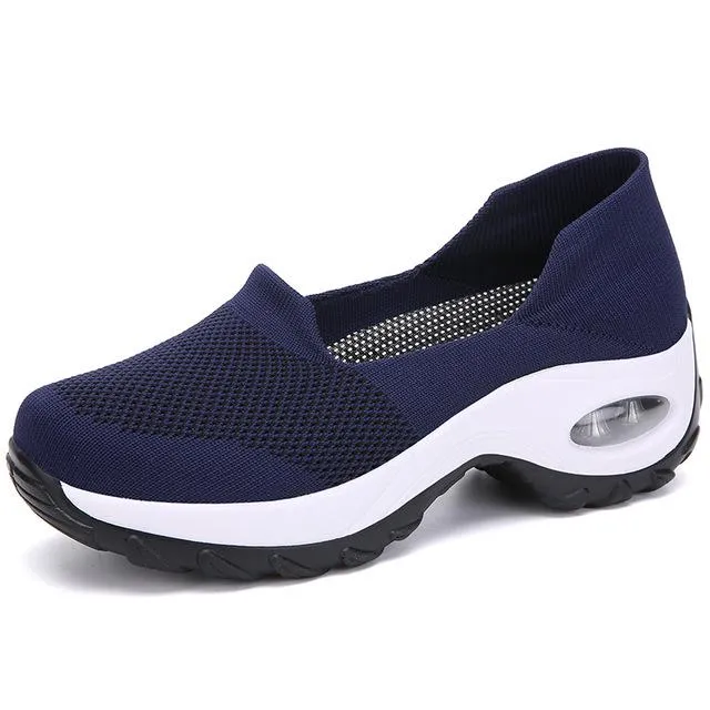 EOFK Women Sneakers Slip-On Spring Summer Cushioning Sports Shoes for Female Wine Red Comfortable Women's Loafers Flats