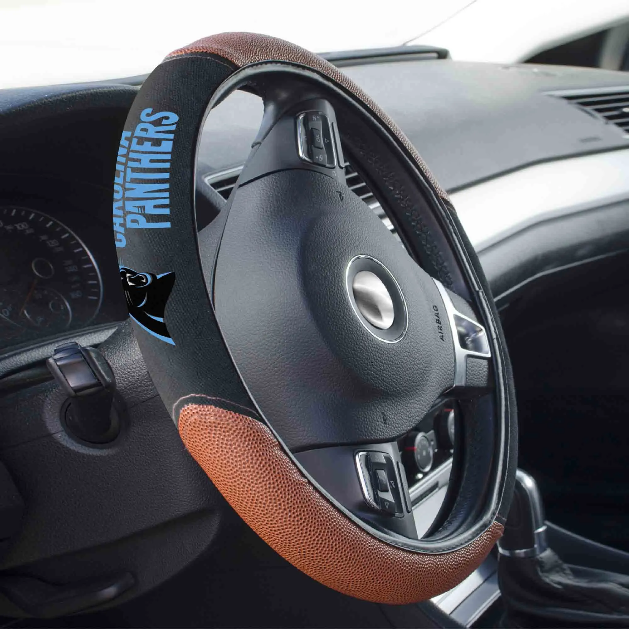 Fanmats Carolina Panthers Football Grip Steering Wheel Cover 15" Diameter