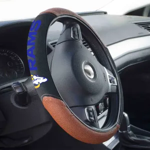 Fanmats Los Angeles Rams Football Grip Steering Wheel Cover 15" Diameter