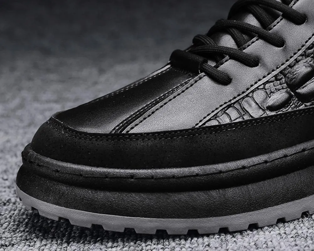 Fashion waterproof non-slip crocodile leather work board shoes