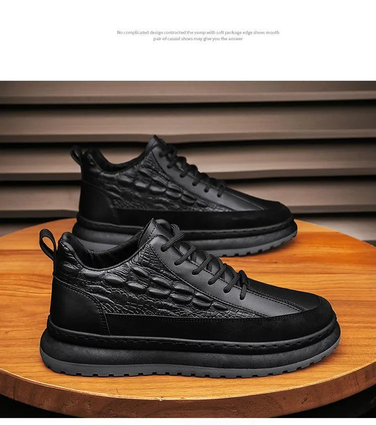 Fashion waterproof non-slip crocodile leather work board shoes