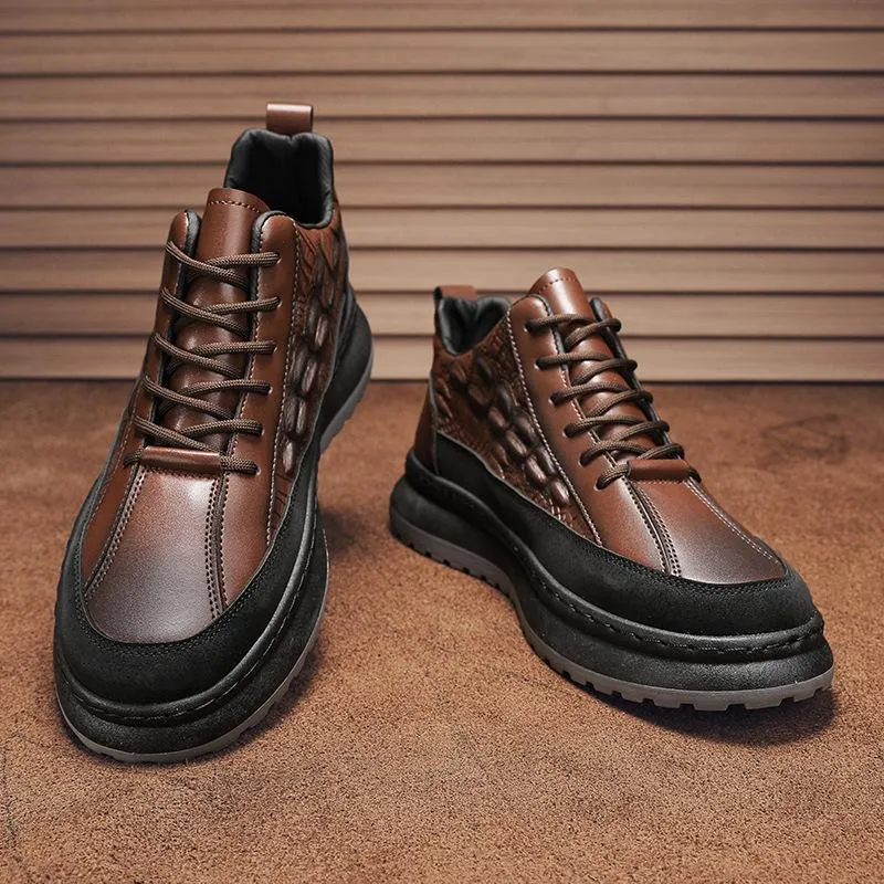 Fashion waterproof non-slip crocodile leather work board shoes