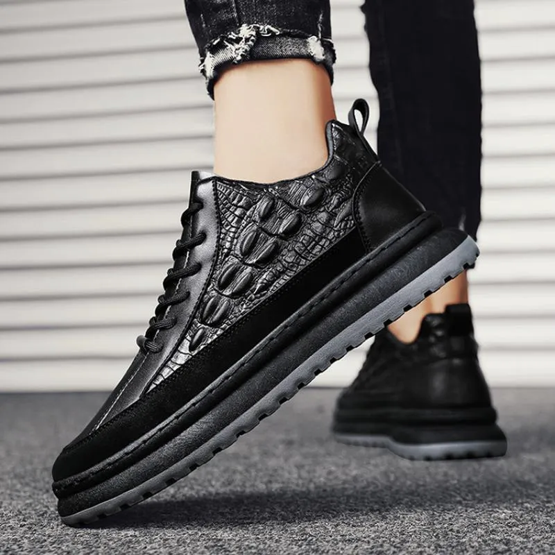 Fashion waterproof non-slip crocodile leather work board shoes