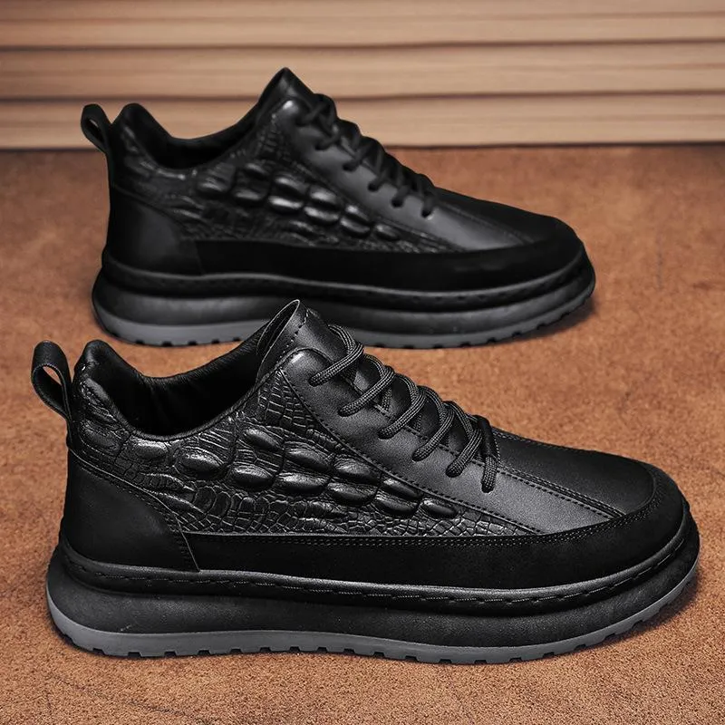 Fashion waterproof non-slip crocodile leather work board shoes