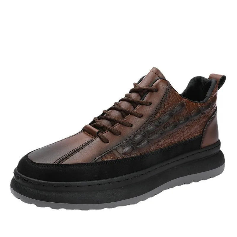 Fashion waterproof non-slip crocodile leather work board shoes