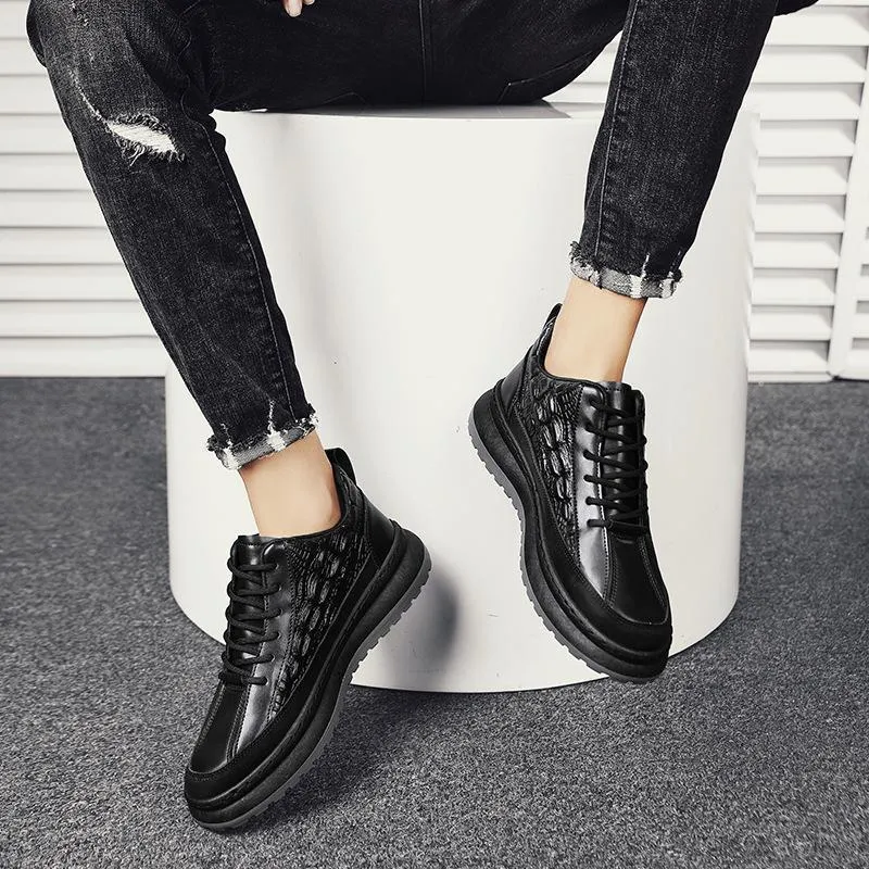 Fashion waterproof non-slip crocodile leather work board shoes