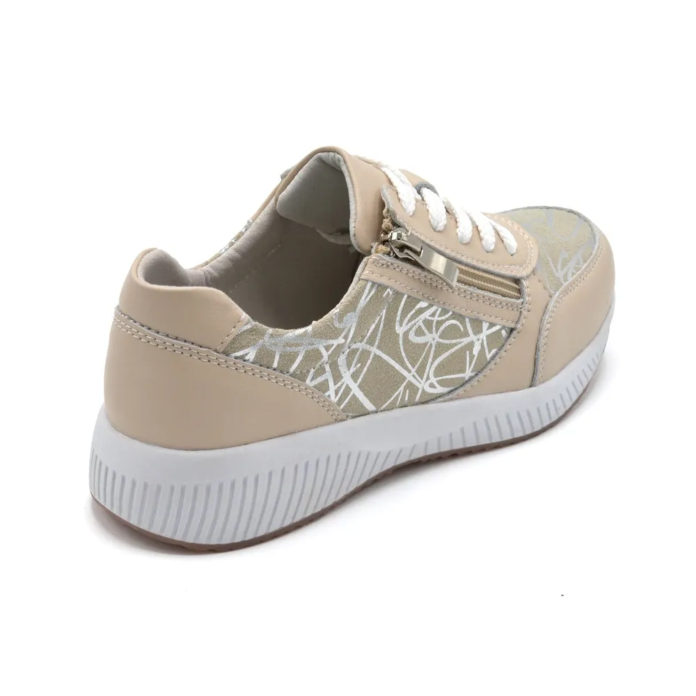 Fleet & Foster Bev - Ladies Wide Fit Casual Trainer - 2E Fitting - Nude