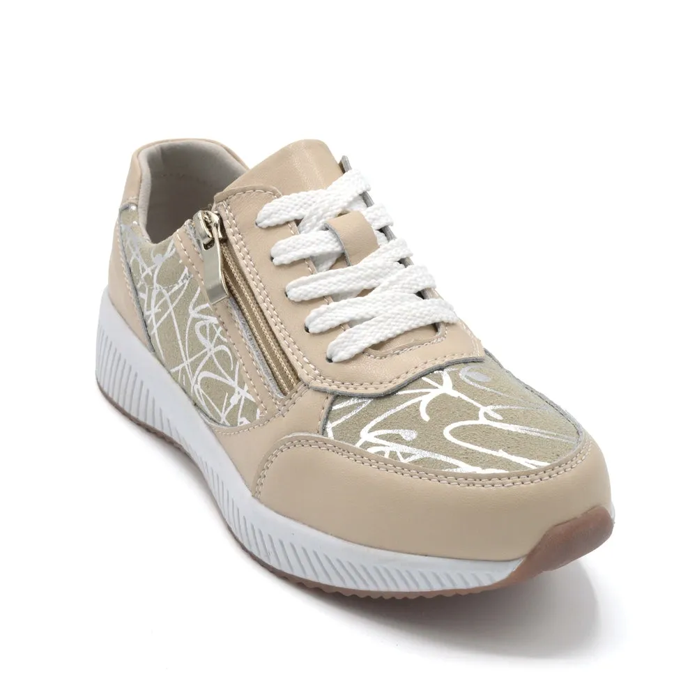 Fleet & Foster Bev - Ladies Wide Fit Casual Trainer - 2E Fitting - Nude