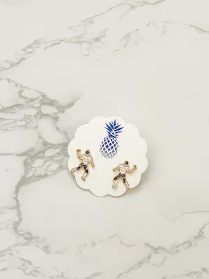 Football Player Enamel Stud Earrings