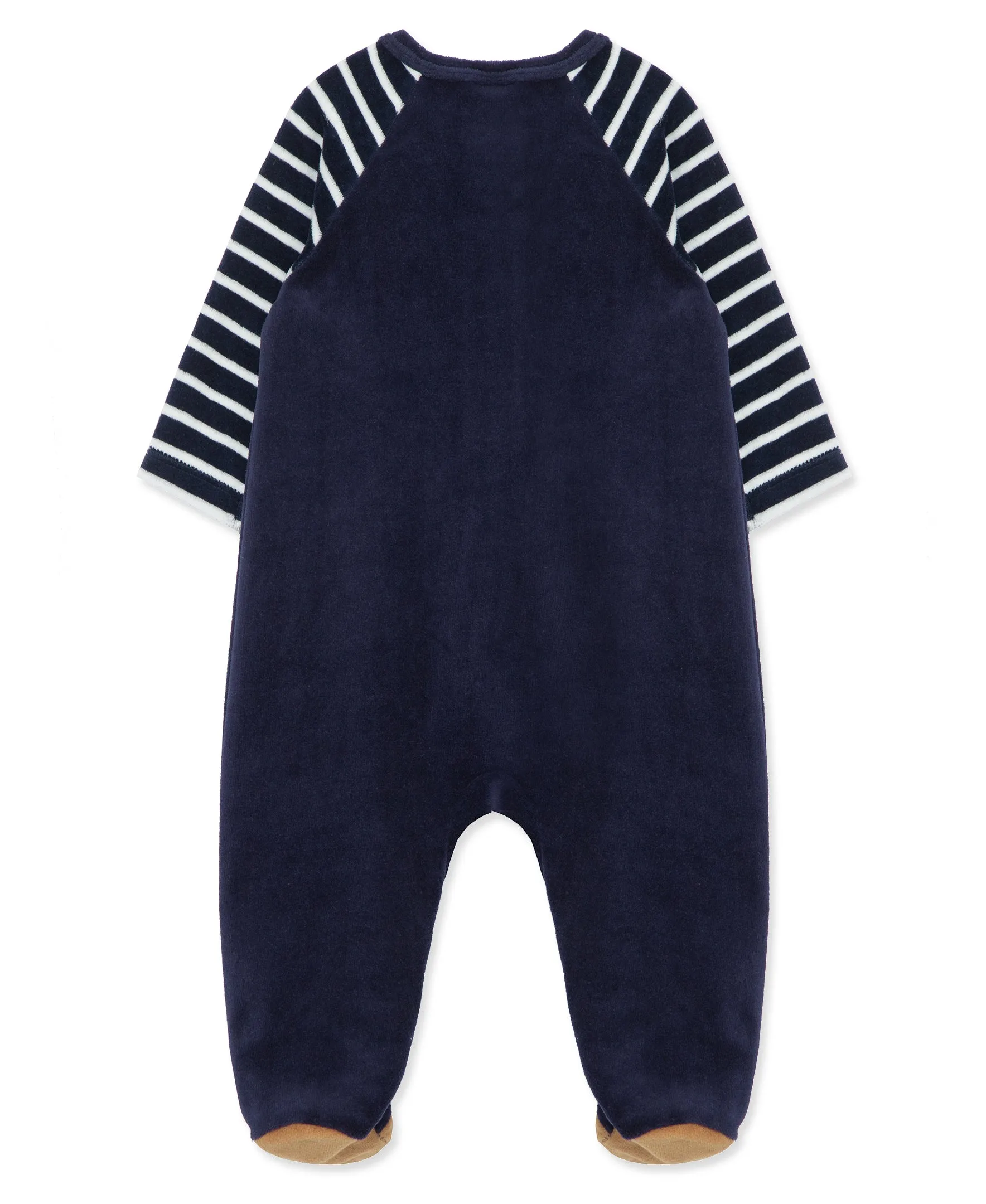 Football Velour 2-Way-Zip Footie
