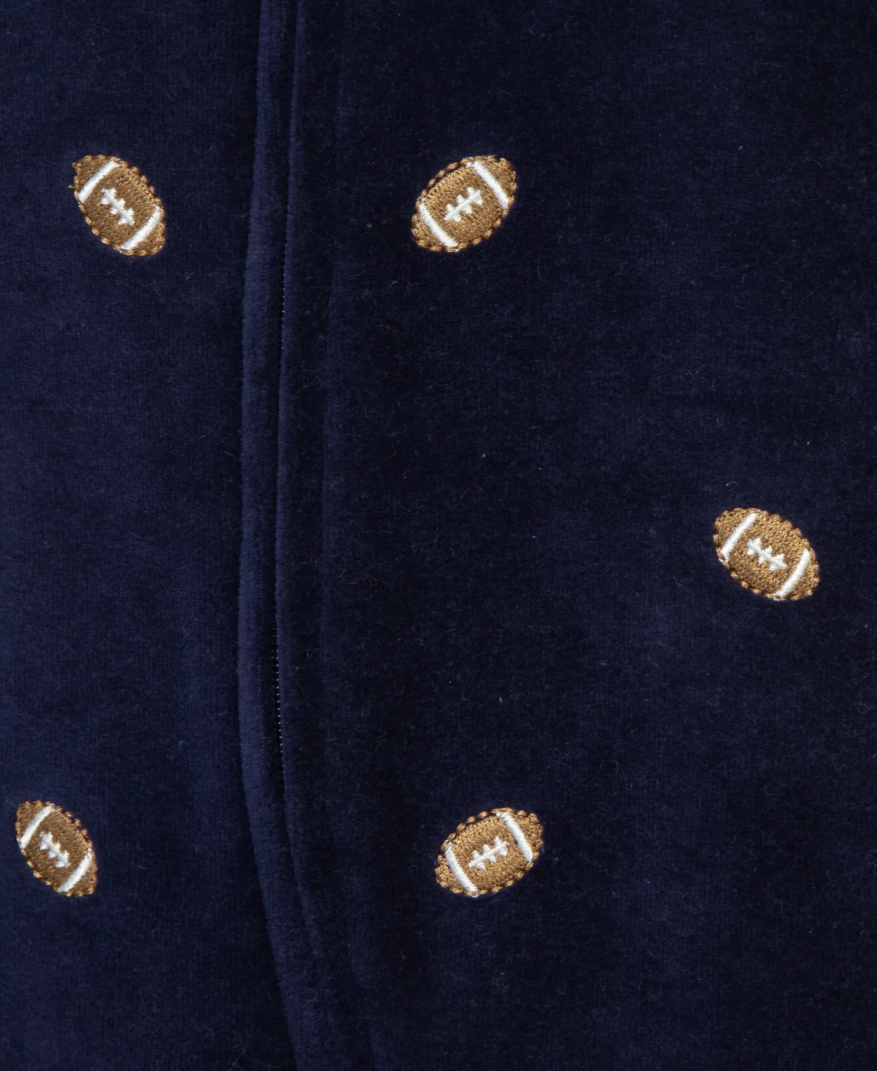 Football Velour 2-Way-Zip Footie