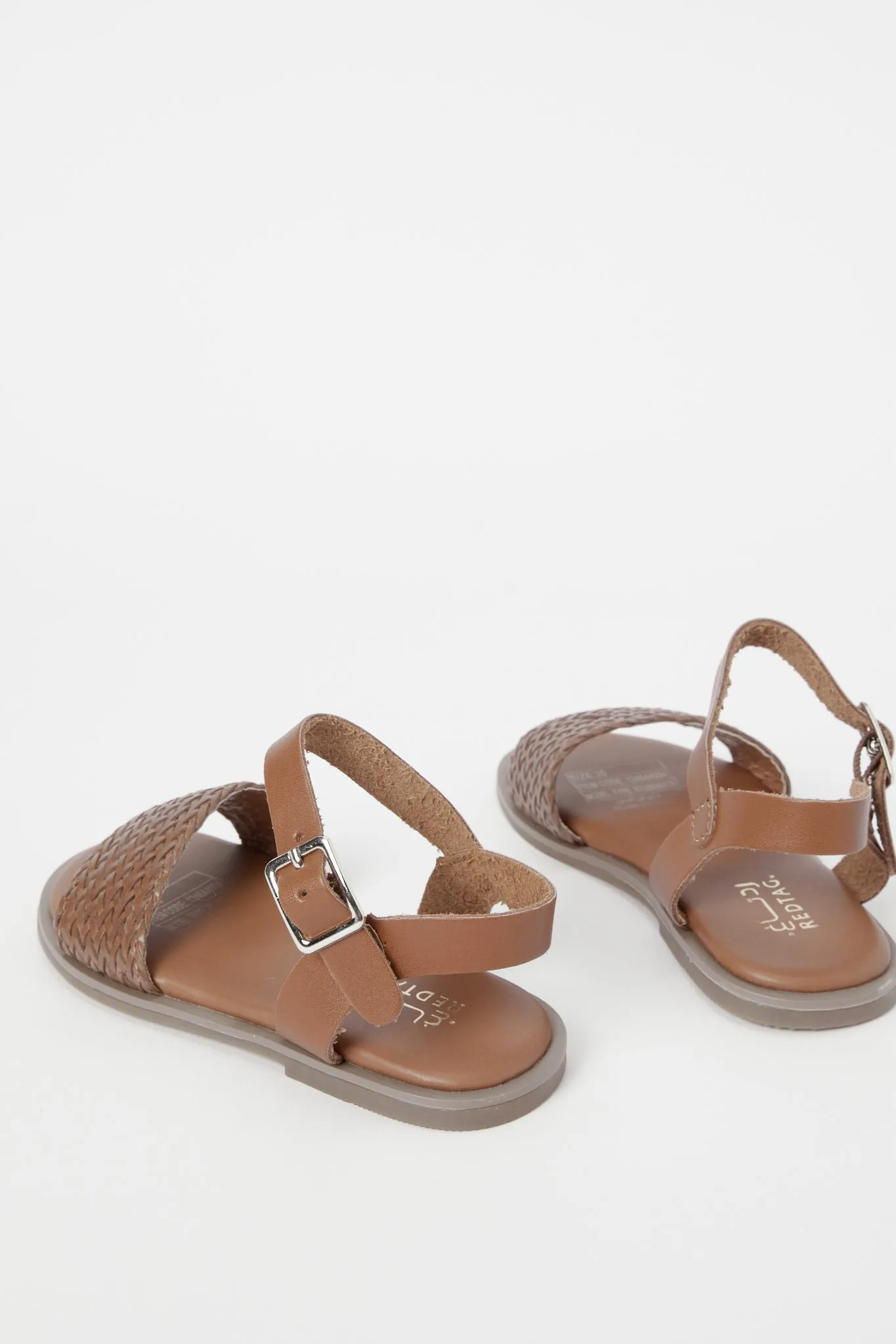 Girls Brown Weave Strap Sandal