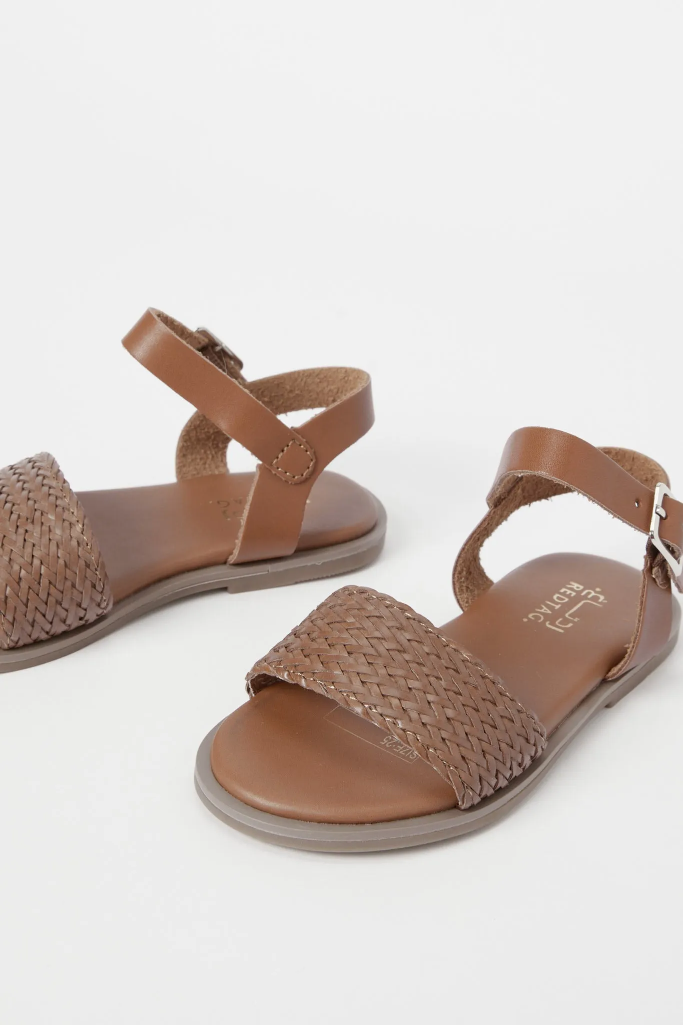 Girls Brown Weave Strap Sandal