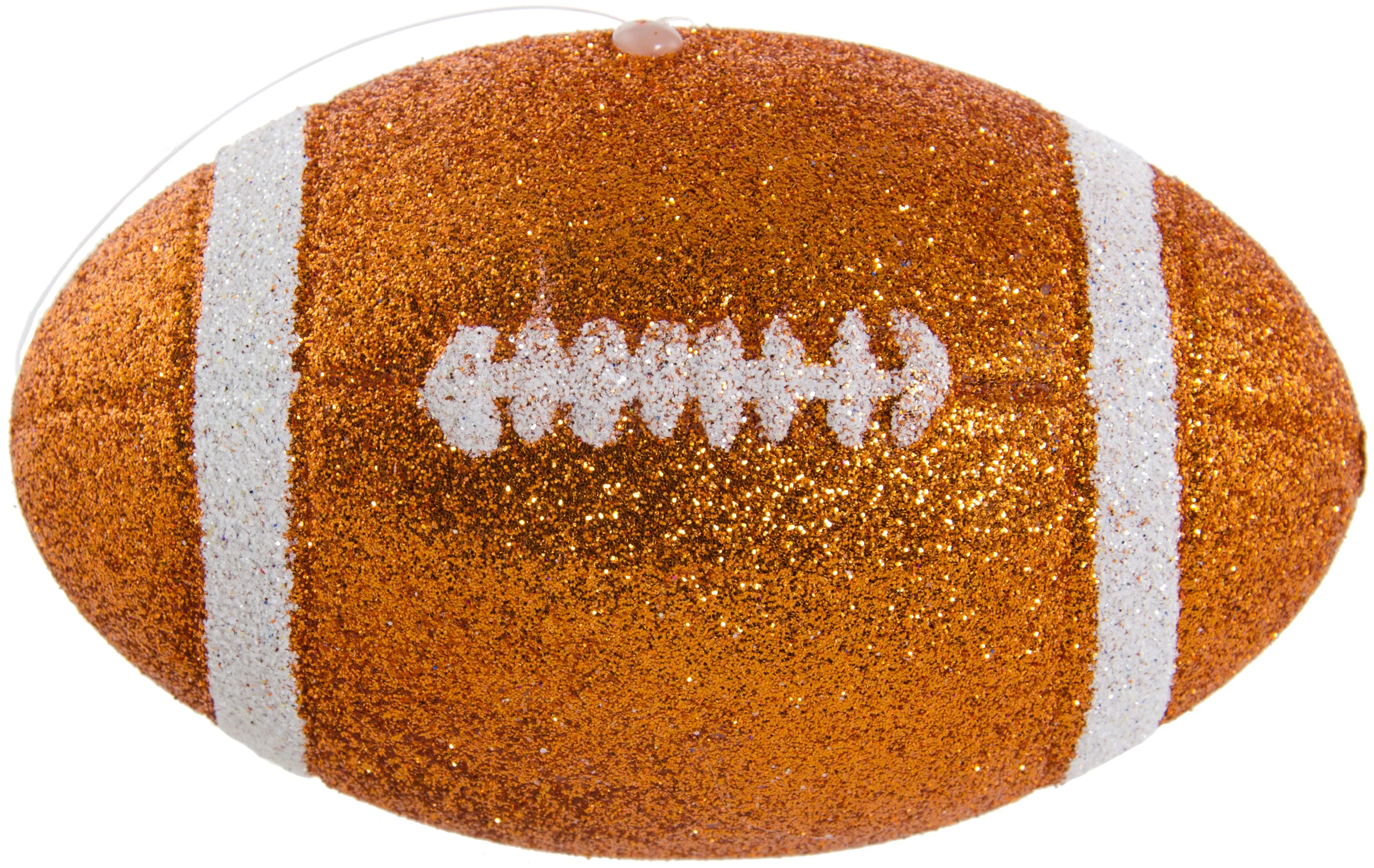 Glitter Football Ornament Assortment: Burnt Orange & White (Set of 3)
