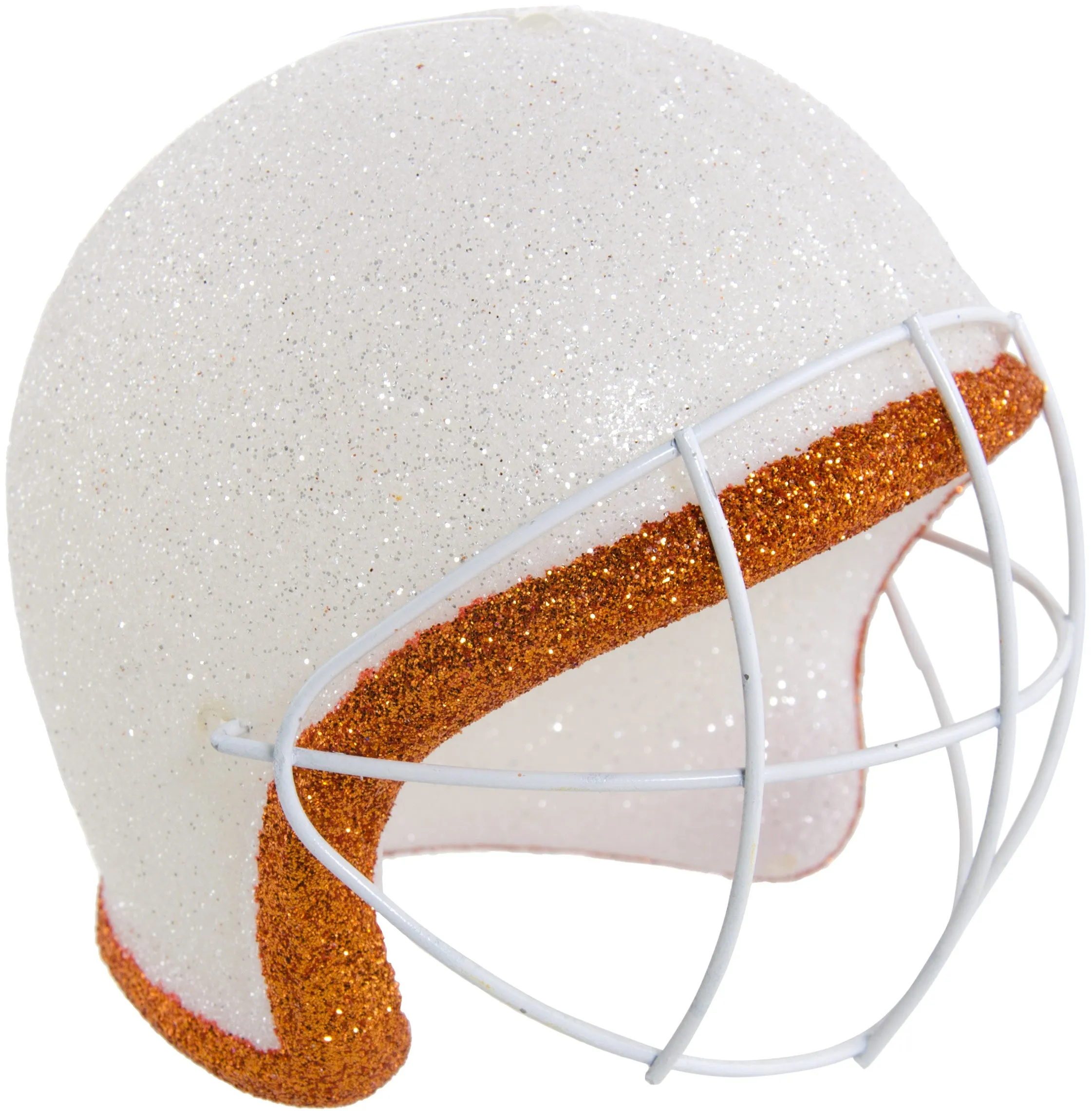 Glitter Football Ornament Assortment: Burnt Orange & White (Set of 3)