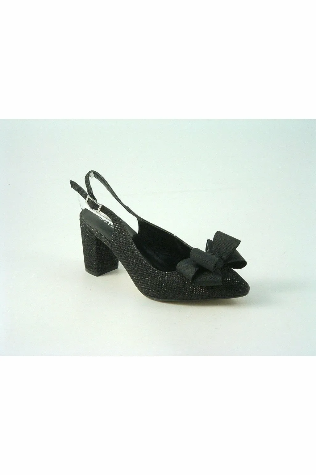 Glitz Shoes Glitter Bowed Sling Back Court Shoe
