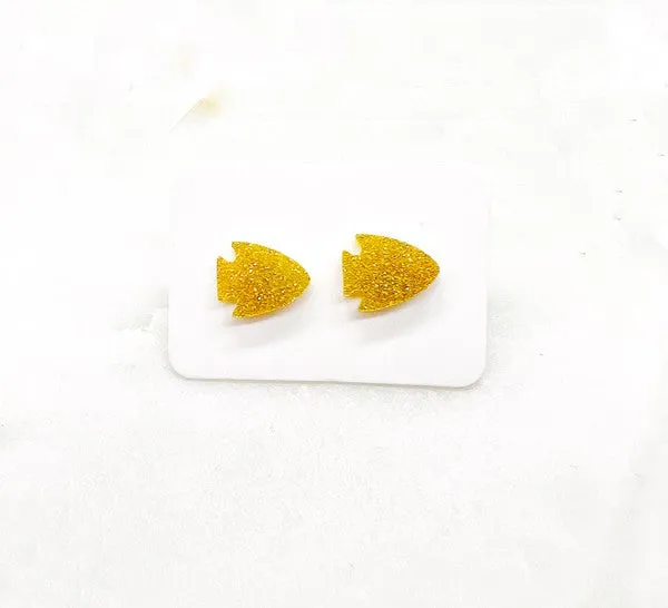 Gold Arrowhead Chiefs KC Acrylic Stud Earring