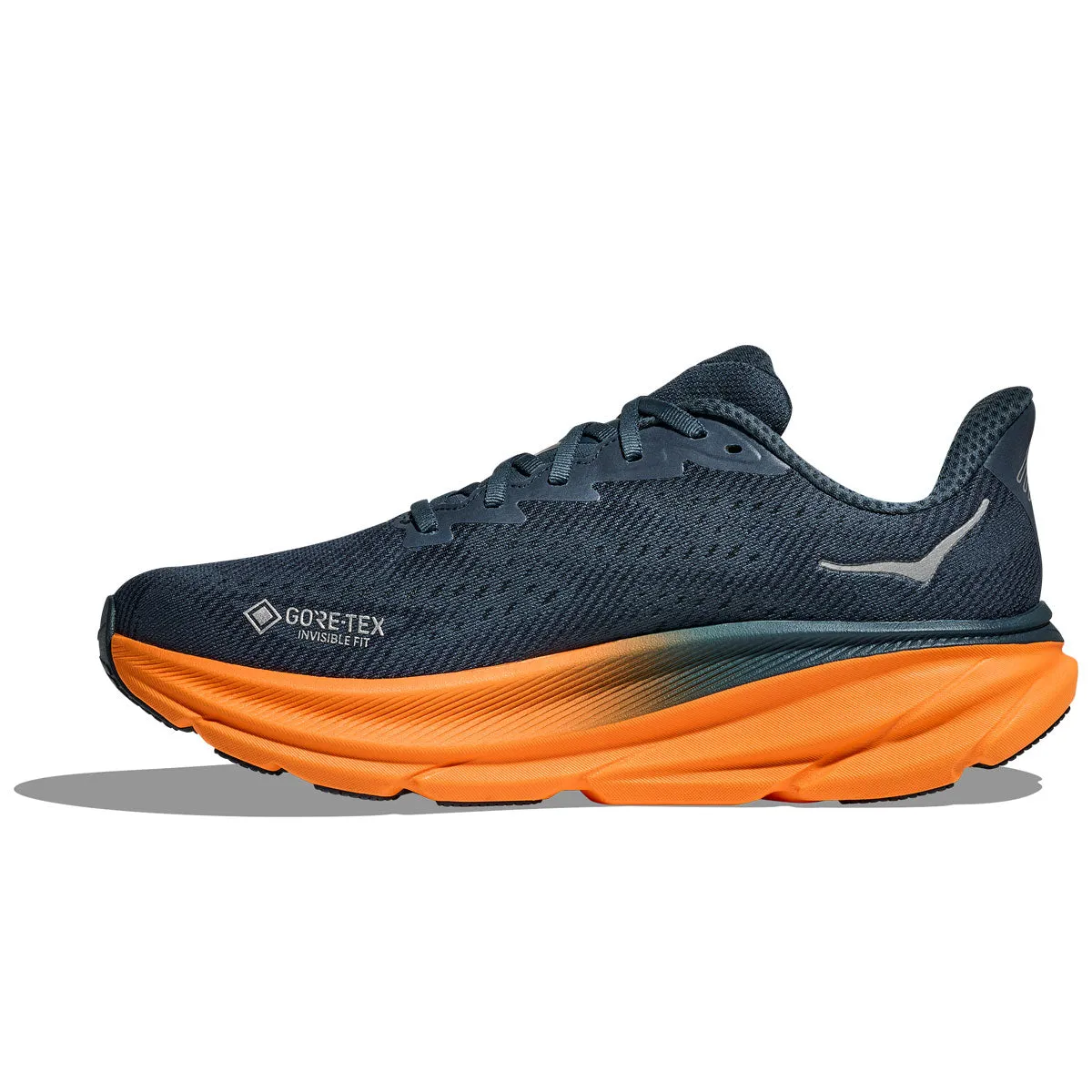 Hoka Clifton 9 GTX Running Shoes - Mens - Stormy Skies/Orange Zest