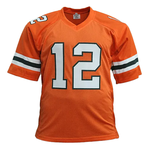 Jim Kelly Autographed college style Football Jersey Orange (Beckett)