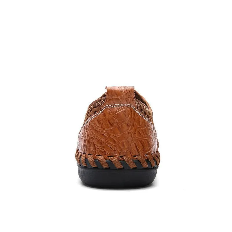 Kaegreel Men's Stitching Honeycomb Mesh Soft Loafers Breathable Outdoor Casual Shoes