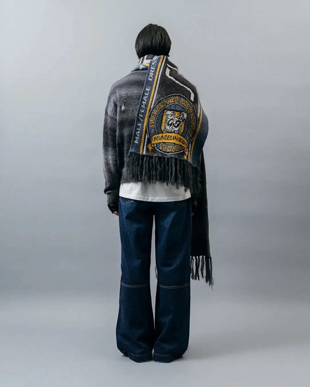 KASURI JACQUARD FOOTBALL SCARF .10【ASH BLACK】
