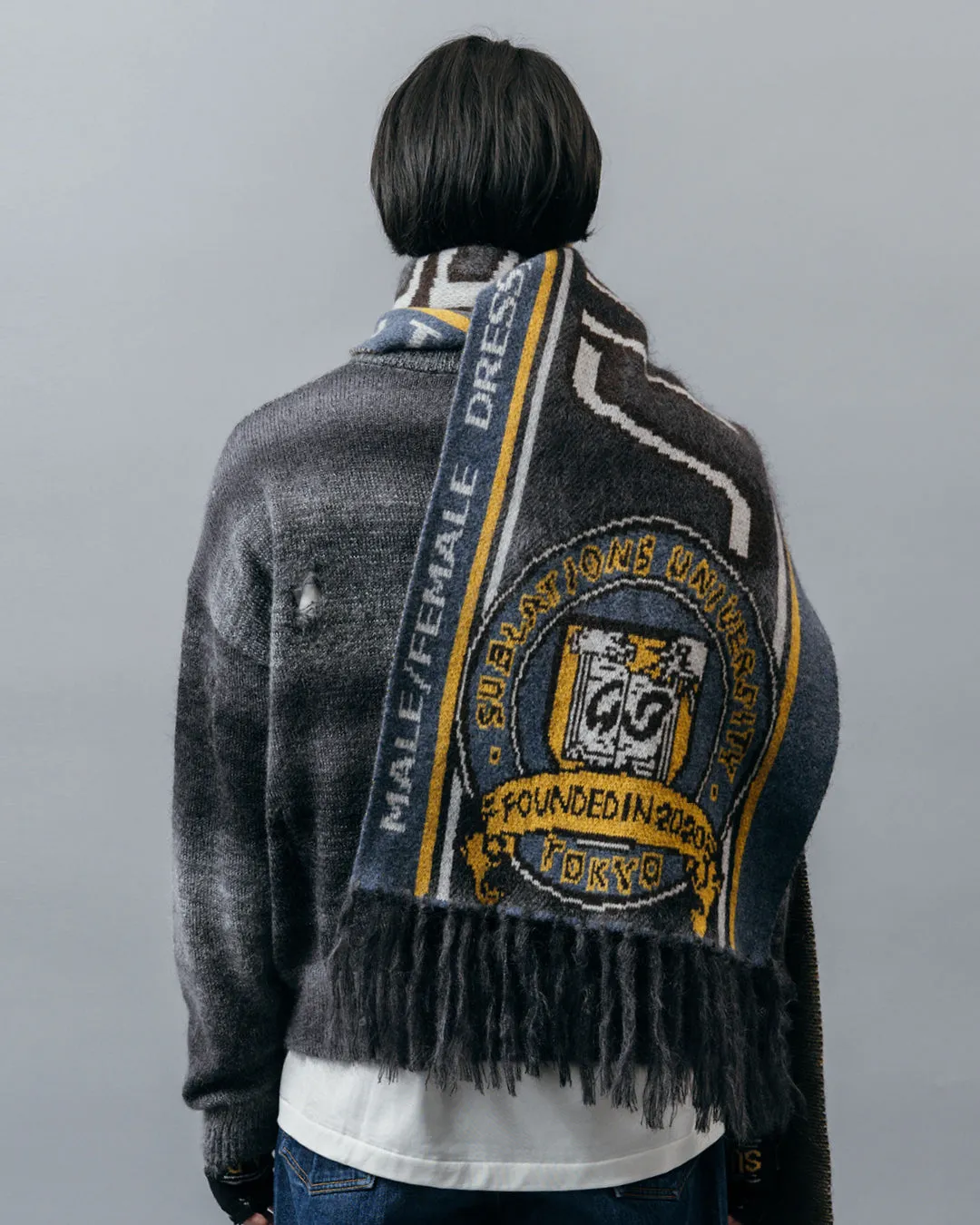 KASURI JACQUARD FOOTBALL SCARF .10【ASH BLACK】