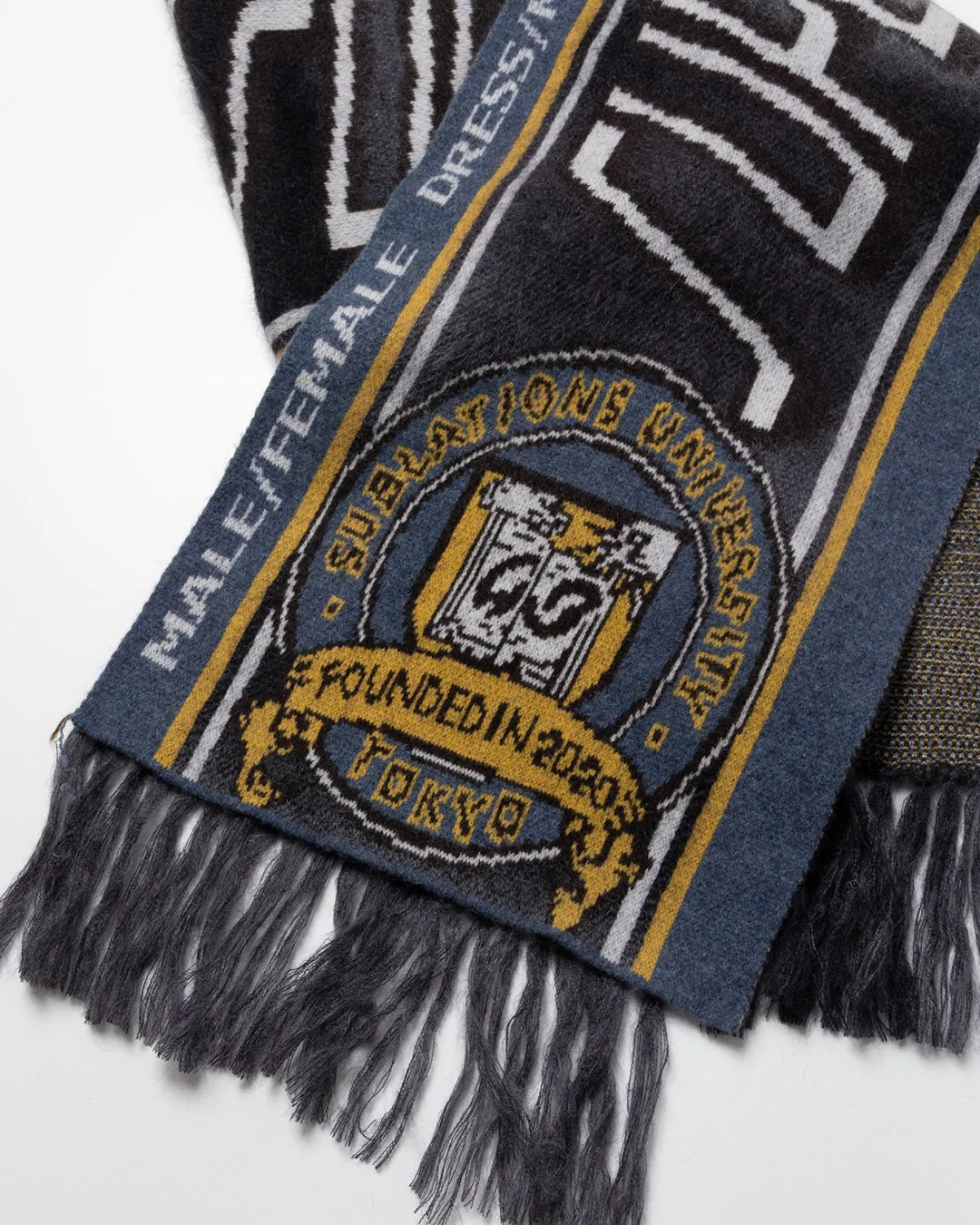 KASURI JACQUARD FOOTBALL SCARF .10【ASH BLACK】