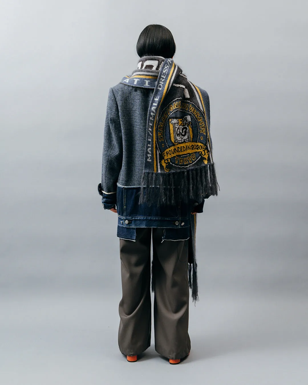 KASURI JACQUARD FOOTBALL SCARF .10【ASH BLACK】