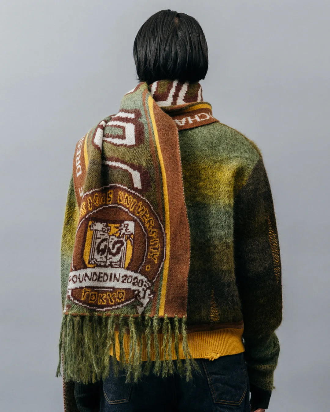 KASURI JACQUARD FOOTBALL SCARF .10【IVY GREEN】