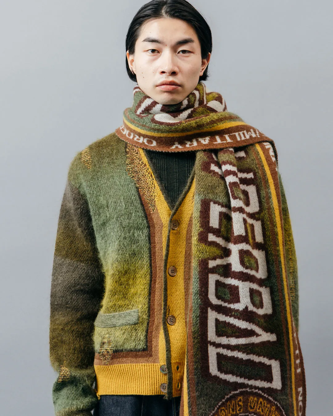 KASURI JACQUARD FOOTBALL SCARF .10【IVY GREEN】