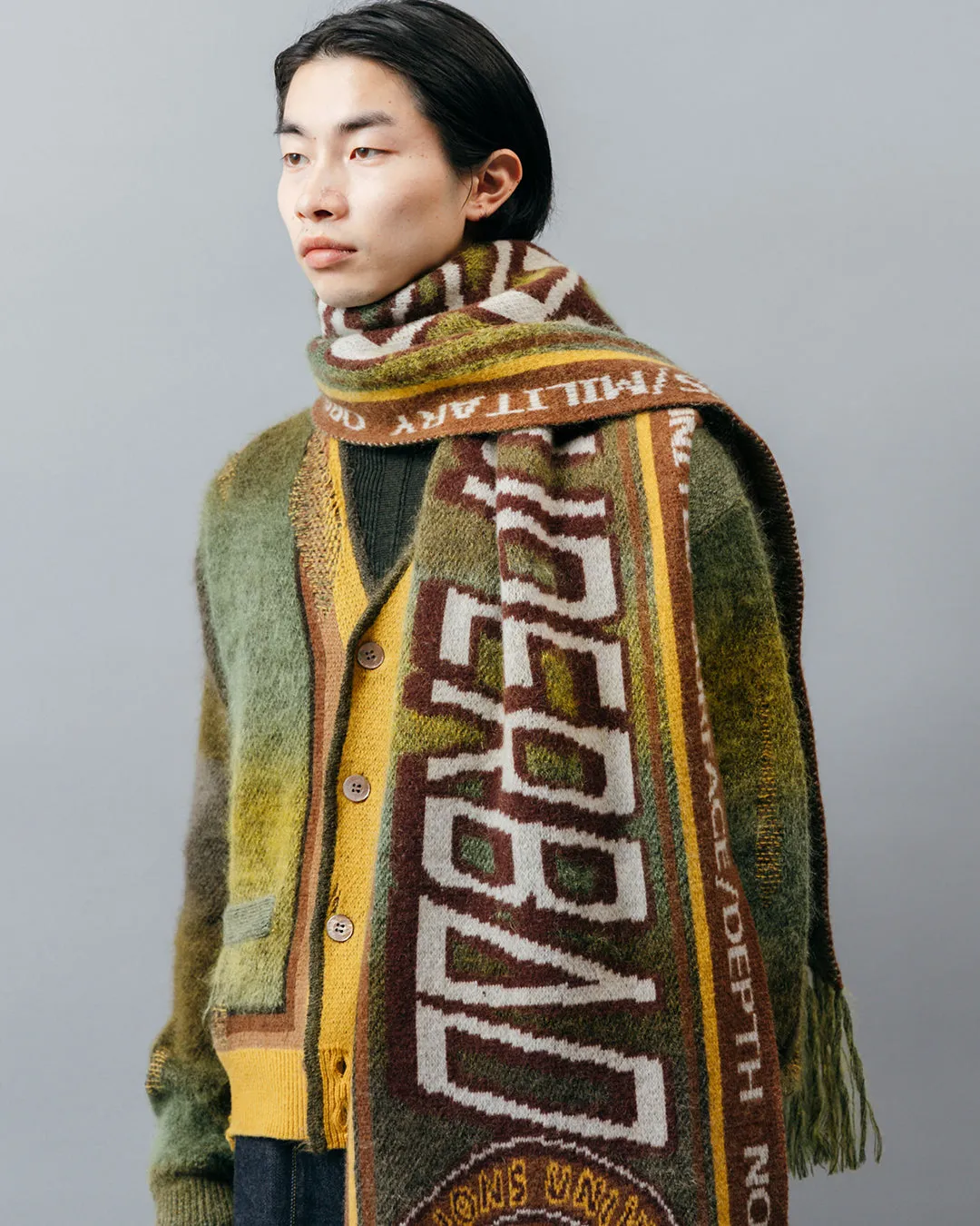 KASURI JACQUARD FOOTBALL SCARF .10【IVY GREEN】