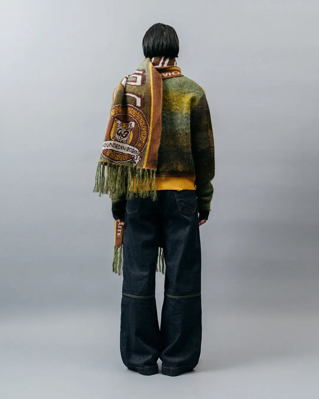 KASURI JACQUARD FOOTBALL SCARF .10【IVY GREEN】