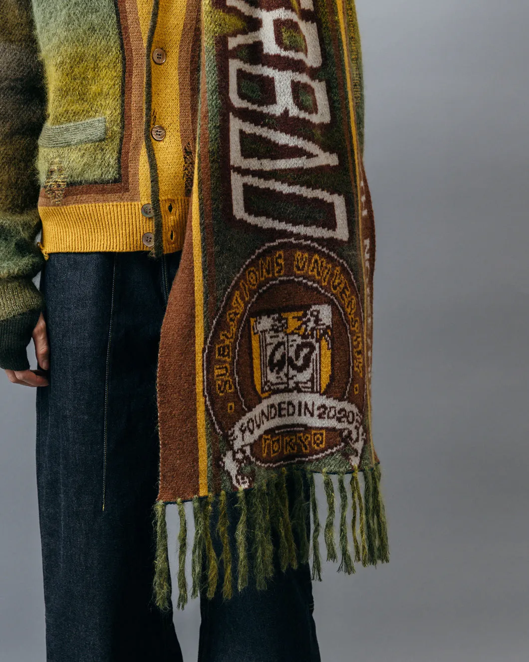 KASURI JACQUARD FOOTBALL SCARF .10【IVY GREEN】