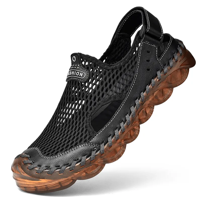 kkboxly kkboxly Men Outdoor Mesh Hand Stitching Closed Toe Water Shoes