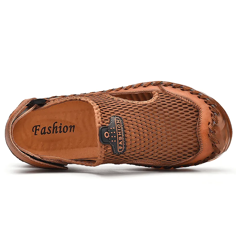 kkboxly kkboxly Men Outdoor Mesh Hand Stitching Closed Toe Water Shoes