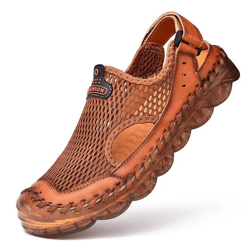 kkboxly kkboxly Men Outdoor Mesh Hand Stitching Closed Toe Water Shoes