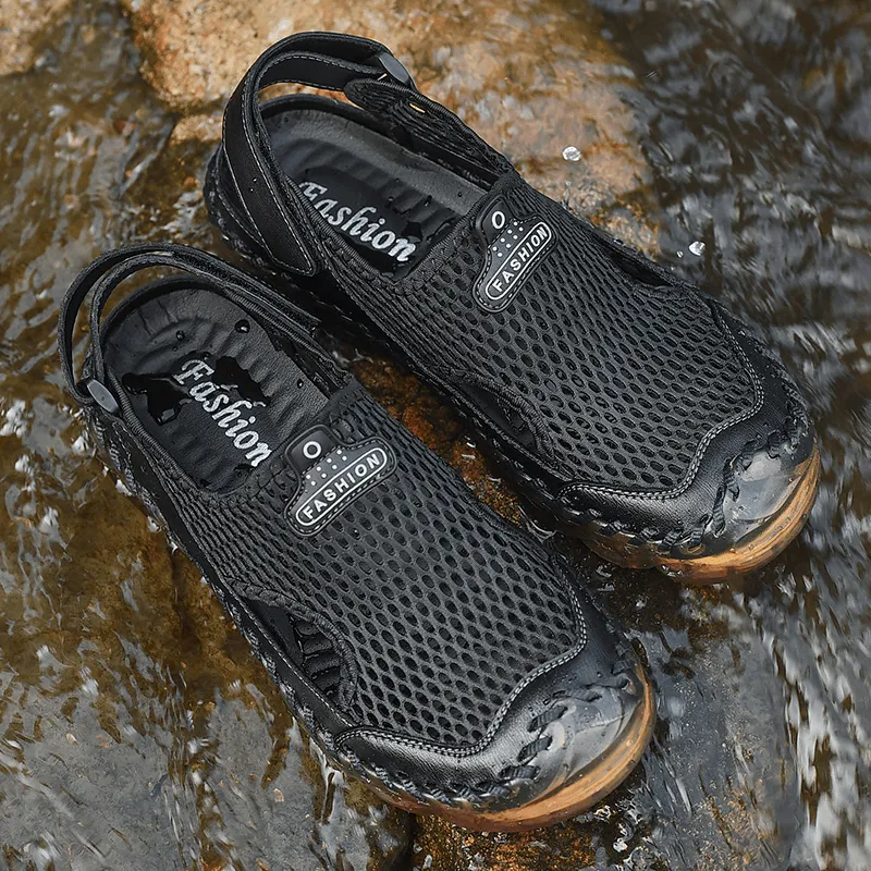kkboxly kkboxly Men Outdoor Mesh Hand Stitching Closed Toe Water Shoes