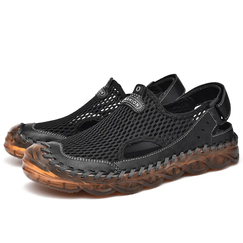 kkboxly kkboxly Men Outdoor Mesh Hand Stitching Closed Toe Water Shoes