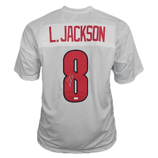 Lamar Jackson Autographed College Style Football Jersey White (JSA)